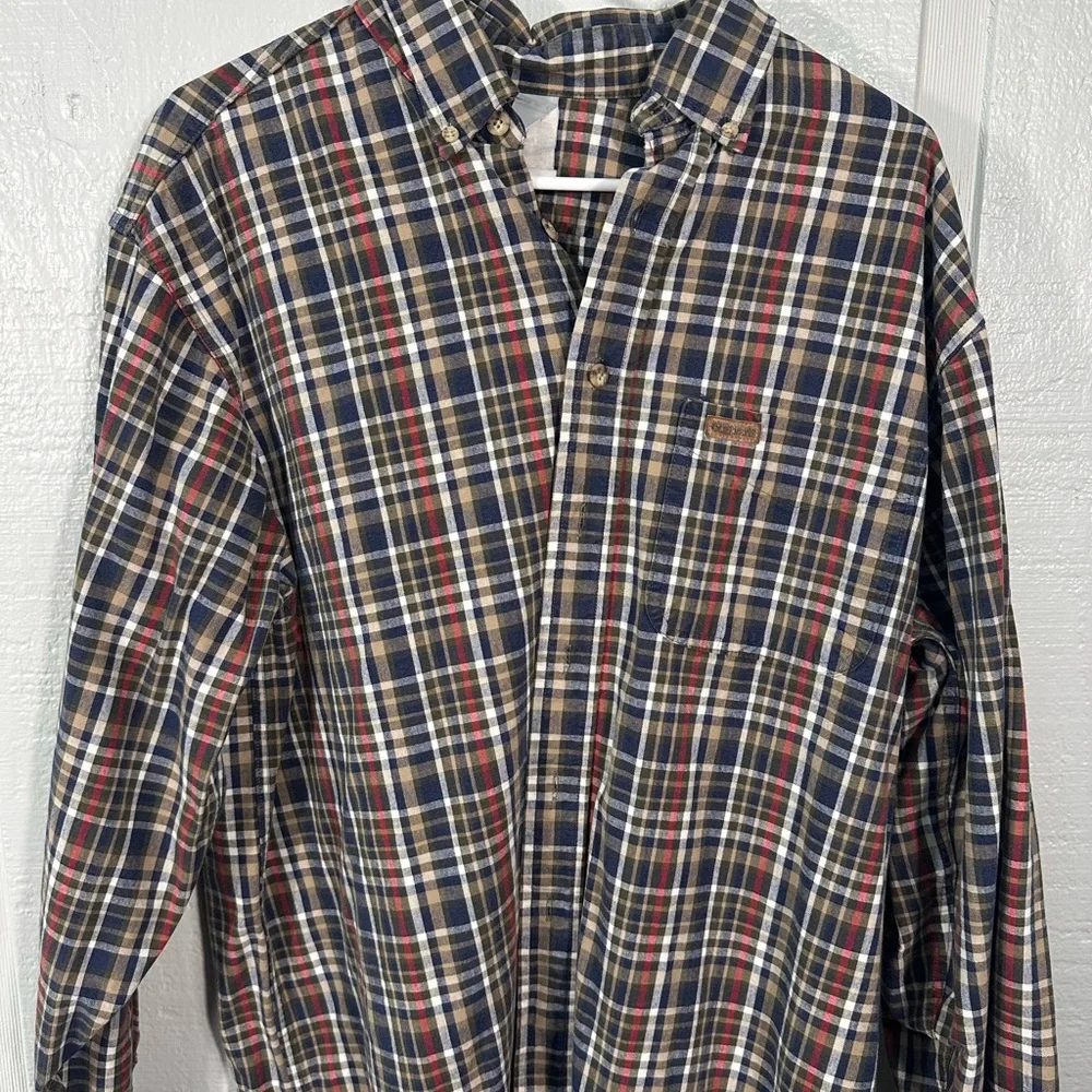 Vintage Carhartt Long Sleeve Button Flannel Shirt Men's Red Plaid Size Large EUC